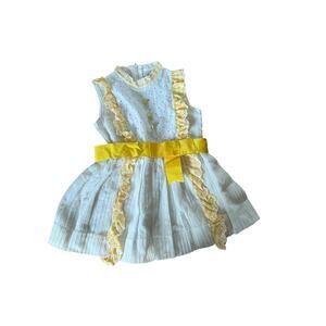 Vintage 1960s Bow Age yellow and white little girls dress
